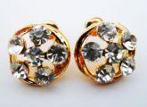 Brinco Dourado com Flor em Strass - Cód.: B0014