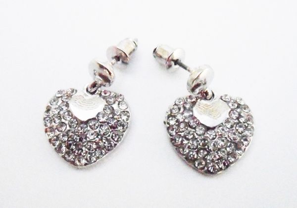 Brinco de Coração com Strass - Cód.: B0005