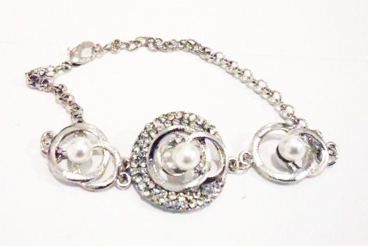 Pulseira Strass e Pérolas - Cód.:D0003