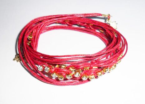 Pulseira Vermelha com Strass - Cód.: P0009