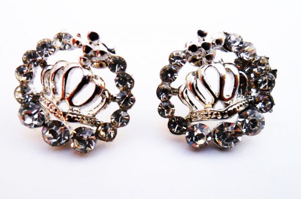 Brinco Coroa com Strass - Cód.: B0015
